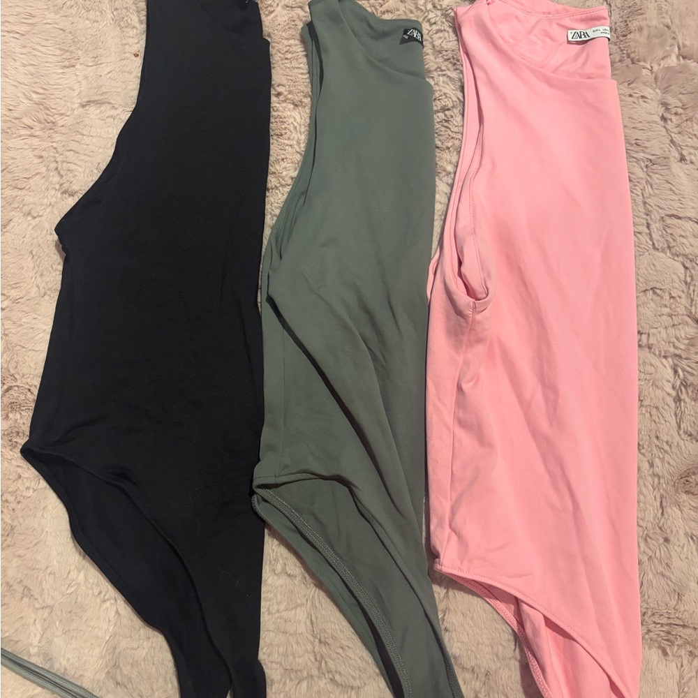 Zara Bodysuits in Black, Green, and Pink